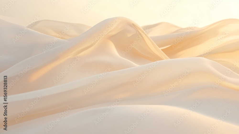 Poster elegant subtle smooth folds texture with light sand dunes pattern in a tender beige fabric backdrop