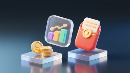Creative Abstract Commercial Background: Glossy Icons for Shopping Festival. Vibrant Design Elements Including Shopping Vouchers, Gold Coins, Red Envelopes, Gift Boxes, and Hearts for Promotional Even