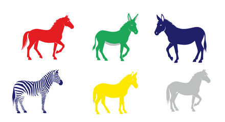 Vector colorful horse donkey zebra illustration vector design animal equine mammal wildlife nature farm zoo art icolors