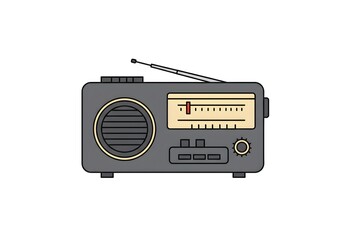 Obraz premium Vintage radio broadcast receiver with antenna on white background