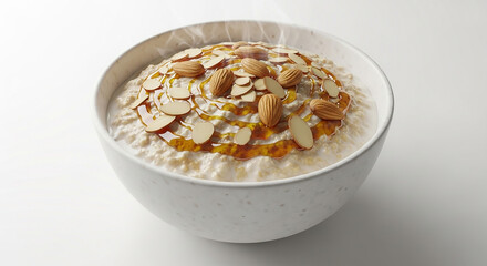 Honey-drizzled yogurt with pecans, studio shot