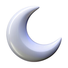 3d crescent moon symbol isolated on transparent background