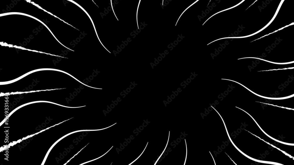 Poster white zig-zag line loop animation on black background, motion element for video backdrop
