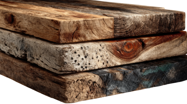 Rustic Timber Texture: A detailed close-up reveals the rough-hewn beauty of weathered timber planks, showcasing natural wood grain and the warm tones of aged lumber.