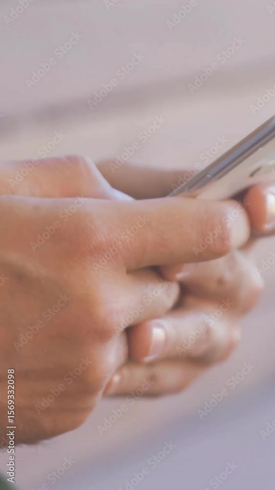 Poster animation of fingerprint over man using smartphone