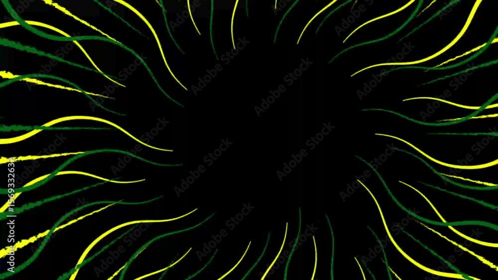 Poster colorful zig-zag line loop animation on black background, motion element for video backdrop