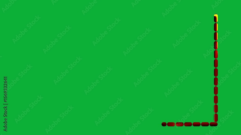 Poster golden 3d dotted rectangle shape shining and animation on green screen background for creative motio