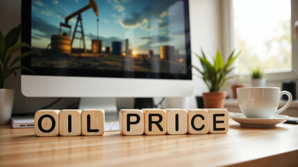 Oil price concept showing crude energy market trends, trading data, and global cost fluctuations of petroleum
