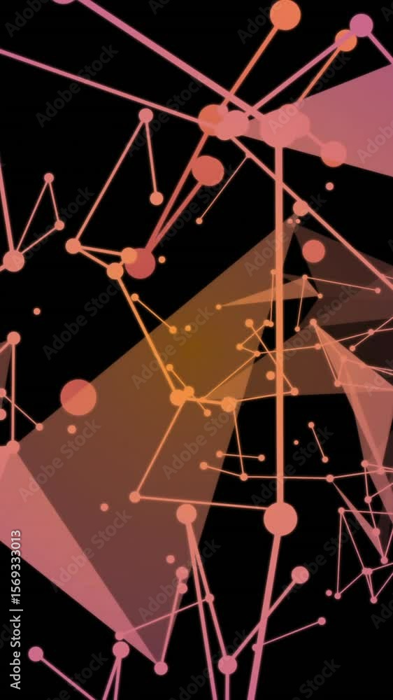 Aufkleber animation of network of connections with shapes on black background