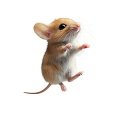 Adorable small gerbil with large ears and whiskers reaching upwards on a transparent background isolated on transparent background