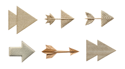 Set of arrow icons isolated on clean transparent background in PNG