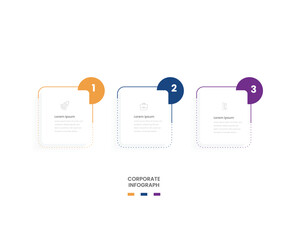 3 numbered steps business corporate infograph