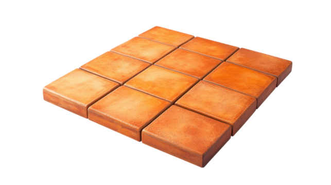 orange tile floor on white background