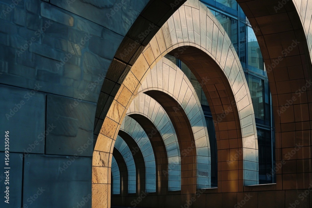Poster diminishing perspective of architectural arches creating tunnel effect