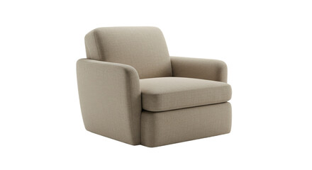 Modern Beige Armchair on White Background.
