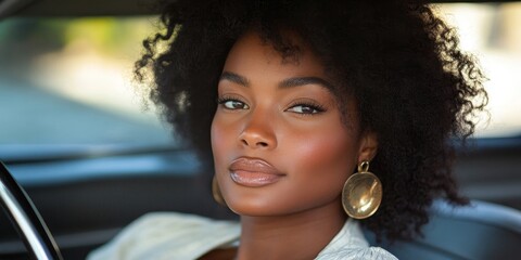 Empowered journey: A confident woman takes the wheel,  the freedom, independence, and adventure of driving with grace and style, Generative AI