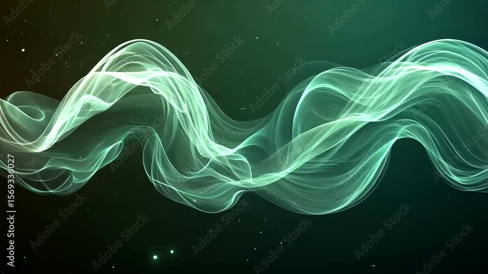 Aufkleber abstract flowing wave animation background with glowing particles on dark background
