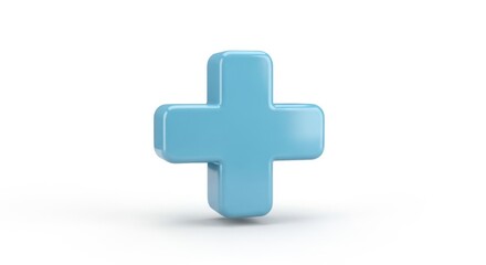 Obraz premium A blue plus sign isolated on white background