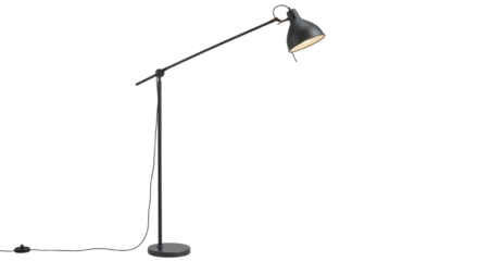 Modern Black Adjustable Floor Lamp Isolated.