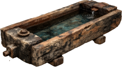 Rustic Wooden Water Trough: A weathered wooden water trough, a relic of a bygone era, stands as a testament to the ingenuity of a more sustainable past, evoking a sense of rustic charm.