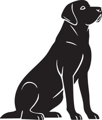 Obraz premium A black silhouette of a sitting Labrador retriever.