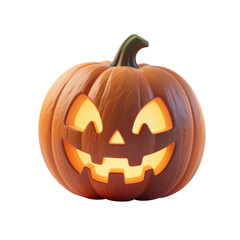 Fototapeta premium Flat-style pumpkin lantern with light effects and no backdrop, suitable for digital artwork background, Halloween-themed wallpaper, and festive design assets