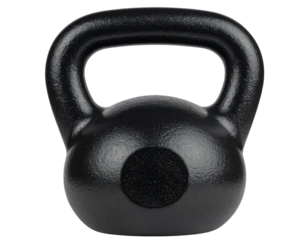  Closeup of Black Kettlebell Dumbbell Isolated on Transparent Background PNG