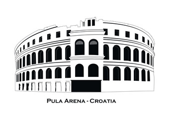 Vector sketch of Coliseum in Pula, Croatia. 
