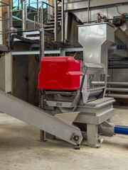 wine production on the winery, metallically tanks containers
