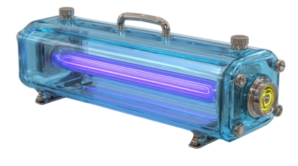 UV Light Equipment: A close-up studio shot captures a sophisticated UV light machine. The equipment’s futuristic design and sleek finish symbolize technological advancement and modern innovation.