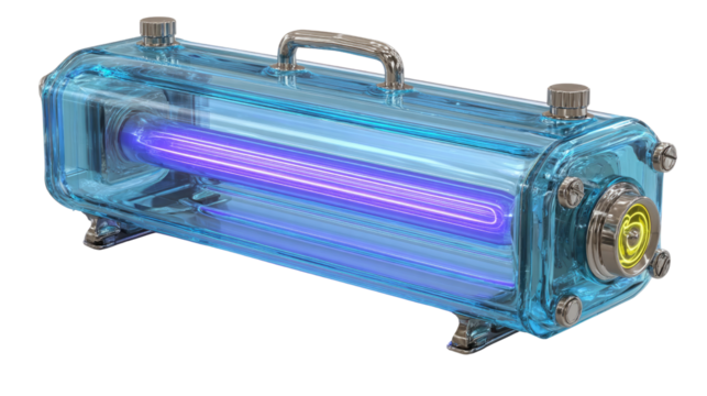UV Light Equipment: A close-up studio shot captures a sophisticated UV light machine. The equipment’s futuristic design and sleek finish symbolize technological advancement and modern innovation.