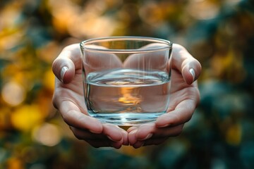 Healthcare harmony concept: Close-up hands holding medication and a water glass for optimal wellness, pharmaceutical treatment, and mental health care, Generative AI