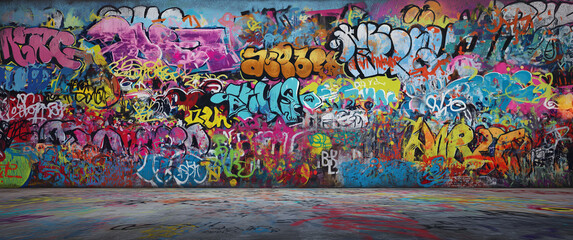 Graffiti wall backdrop with colorful street art for photography