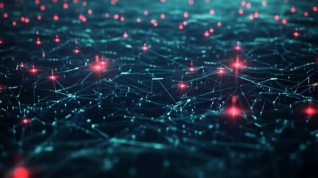 Abstract network of interconnected nodes with glowing connections