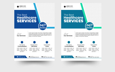 Corporate healthcare and medical a4 flyer design template, Professional medical health flyer template. 
