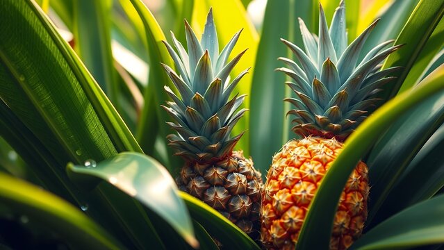 Vibrant Pineapples in a Plant