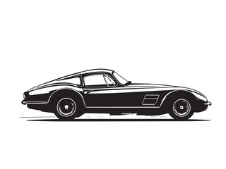 Classic Vintage Style Car Silhouette with a Retro Design Look. Stylized Illustration of a Classic Vintage Car.