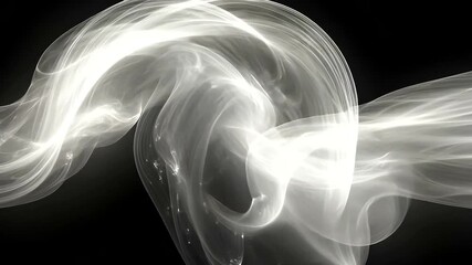 Abstract flowing white energy wave on black background, modern graphic motion effect - Powered by Adobe