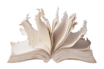 open book with pages slightly curled isolated on white background