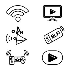 Various wireless and media technology icons on white