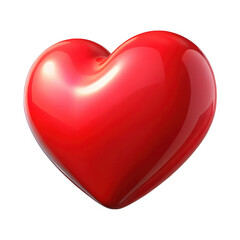 3d glossy red heart isolated on transparent background