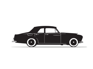 Classic Vintage Style Car Silhouette with a Retro Design Look. Stylized Illustration of a Classic Vintage Car.