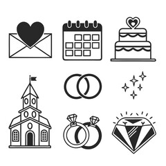 Icons of wedding and romance isolated on white background