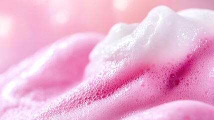 Macro Close-Up of Pink and White Foamy Bubbles Texture