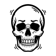 Fototapeta premium Human Skull head silhouette t-shirts vector and white background.