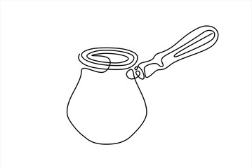 Turkish Coffee Continuous Line Illustration. Editable stroke. Hand drawn one line vector. 