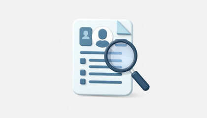 Magnifying Glass Over Document Illustration Representing Job Search and Resume Review Process