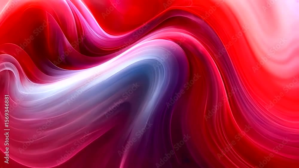 Poster abstract fluid art with red and blue waves: a dynamic and mesmerizing motion graphic