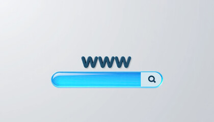 Modern Web Search Bar Graphic with Blue Progress Indicator and WWW Text for Digital Content and Online Navigation Themes