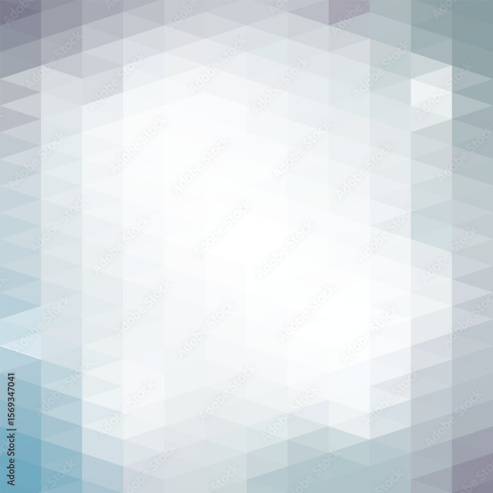 Poster abstract background with light center and triangular pattern in shades of gray and blue color scheme